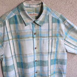 Tommy Bahama Plaid Surf Shirt Silk Medium